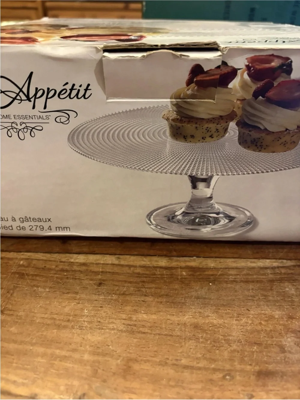 Home Essentials Clear Glass Textured Footed Cake Stand